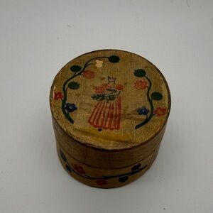 Vintage Old Spice Early American DustHand-Painted Round Trinket Box - Multicolor